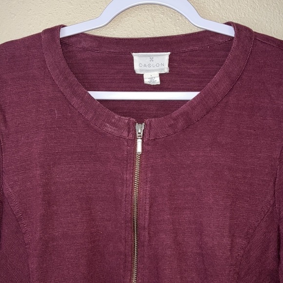 Caslon business casual pocket tunic zipper sweater top  sz L - Picture 2 of 5